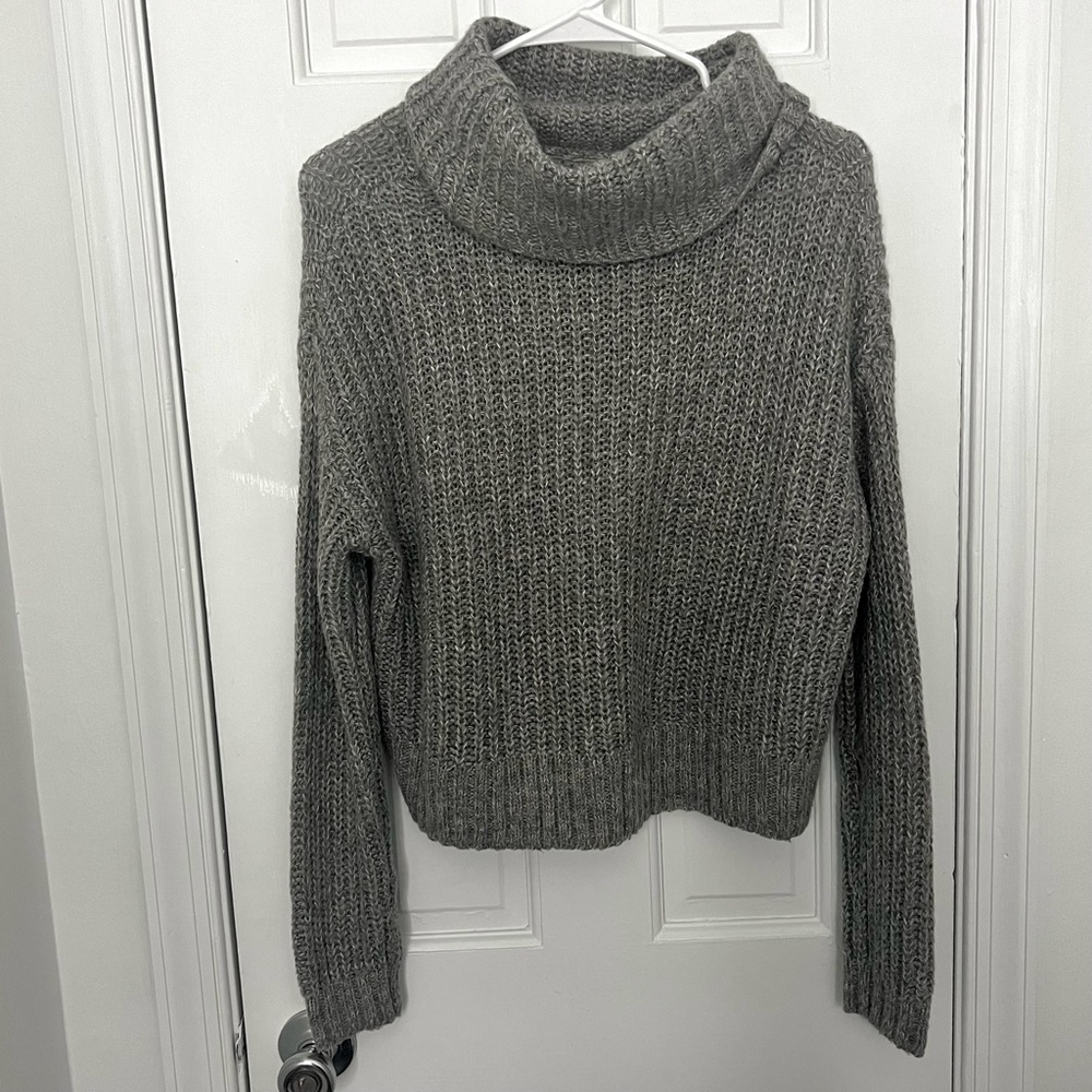 PRETTY LITTLE THING turtleneck sweater high neck long sleeve roll knit grey gray - Picture 2 of 11